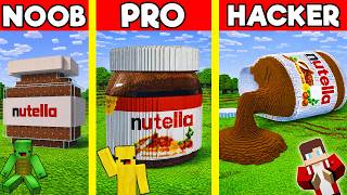 NUTELLA House Build Battle In Minecraft - NOOB VS PRO CHALLENGE - Maizen Mizen Mazien Parody