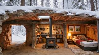 Man Builds 2-Room Underground Log Cabin in the Forest | Start to Finish by @RuslaninTheWoods