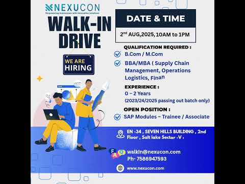 Nexucon Walk-In Drive | Freshers Job Opportunity #Nexucon #walkindrive  #freshersjobs2025  #sapjobs