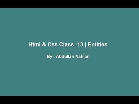 HTML Tutorial for Beginners in Bangla - Class 13 | Entities