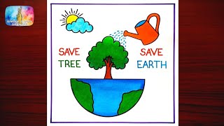 World Forest Day Poster Drawing| Environment Day Drawing| Save Tree Save Earth Poster Drawing