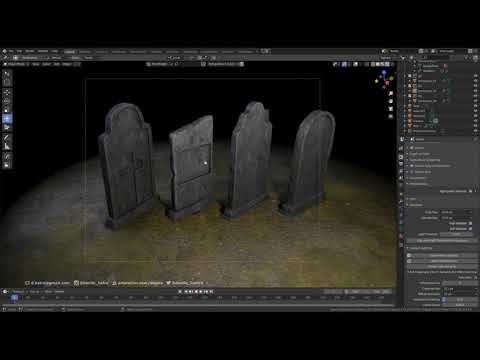 Tombstone | 4 Models | Low Poly | 4k Textures