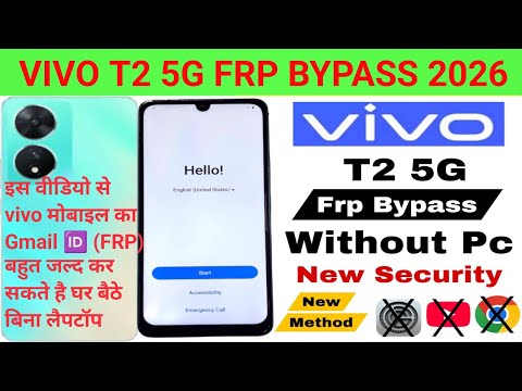 Vivo t2 5g Frp bypass, Google Account Bypass without computer latest security update this month