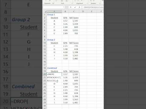 How to Use VSTACK, DROP, and SORT in Excel #shorts