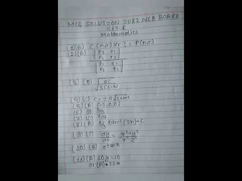 MCQ SOLUTION NEB MATH EXAM AND QUESTION PAPER #electronicmusic #dj #music #maths