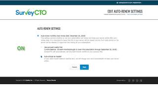 SurveyCTO 2.50: Subscription auto-renew settings