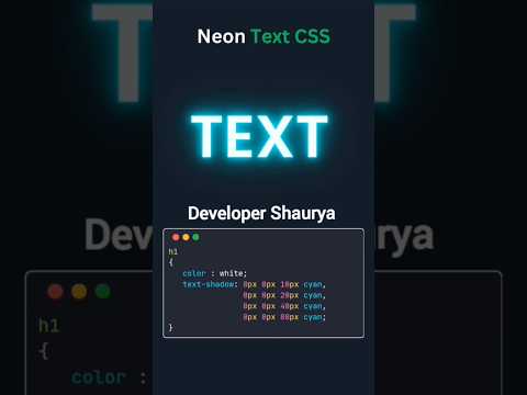 Glowing Neon text in html css #coding #webdevelopment #html #css