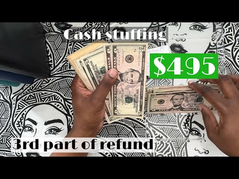 Cash stuffing the 3rd part of my refund $495 | cash envelope stuffing