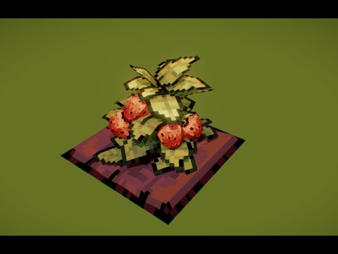Low Poly Pixel Art: Strawberry plant making of