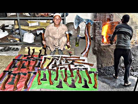 A Perfect USA Damascus AXE Forging Process || How to Make USA Damascus AXE