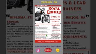Tamil Nadu Job l Chennai Job l Fresher Job l Royal Enfield l #jobs #jobsearch #jobvacancy #yt #job
