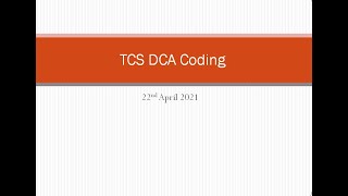 TCS DCA Coding Questions # TCS digital coding questions#22nd april 2021