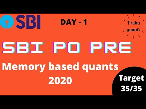 SBI PO PRE QUANTS MEMORY BASED - 2020 | PART - 1