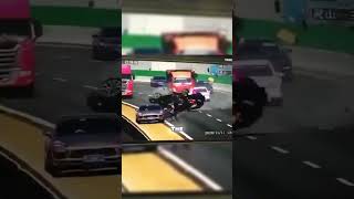 Overpass Crash Ends in SUV Falling Over!😬