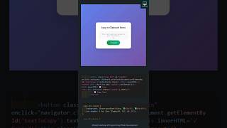 Copy to Clipboard with Success Animation | HTML CSS JavaScript | Coding UI Effect #shorts