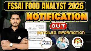 FSSAI FOOD ANALYST 2026 NOTIFICATION  | FOOD ANALYSTS EXAM PATTERN  | SYLLABUS | FSSAI ELIGIBILITY.
