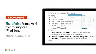 SharePoint PnP - SPFx & JavaScript SIG community call – 4th of June 2020