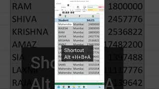 😍Excel shortcut for All border #excel #excelmadeeasy