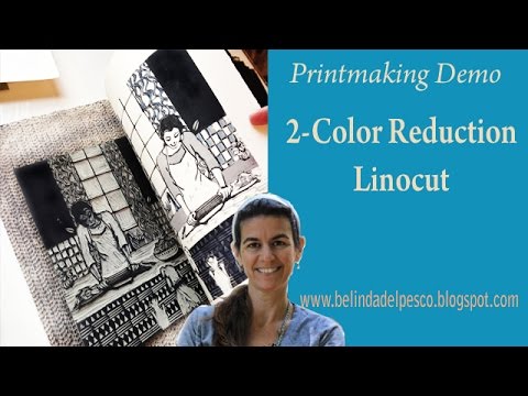How to Print a Reduction Linocut Block with two Colors