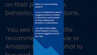 AI Q&A 40 : What is a recommender system? #techiesplusacademy #machinelearning #ai
