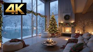 🔥 4K White Interior Fireplace | Cozy Luxury Ambience, Warm Fire & Relax Music