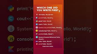 Which "Hello, World!" Did You Write First? | Coding Languages Comparison 🔥👨‍💻 #helloworld #coding