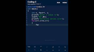 Factorial Series Program In C  Using For Loop || #shorts #short #youtubeshorts