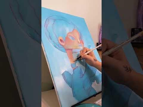 Making a Painting in 27 seconds! #stylizedportrait #stylizedart #contemporaryart #modernart #arttips