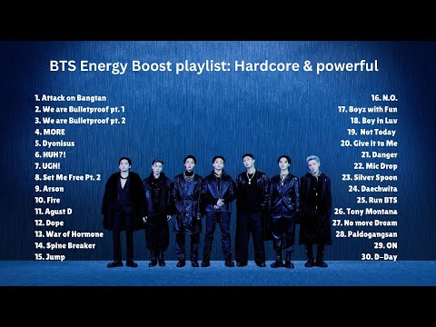 BTS Energy Boost playlist: Hardcore & powerful songs | Canciones Intensas y poderosas