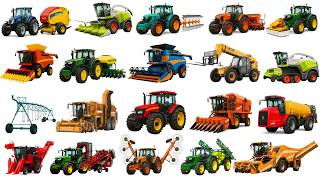 Tractors for Kids | Learn Farm Vehicles Names in English🚜 | Tractor, Plow, Harvester & More