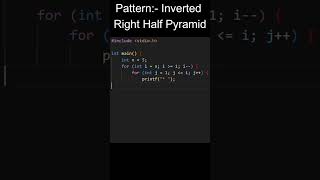 Pattern 4: Inverted Right Half Pyramid In C | Pattern Series |JustCode|#programming #coding  #shorts
