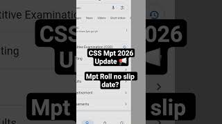 CSS Mpt update/CSS 2026 Mpt Roll no slip #css #css2026 #css #postcss