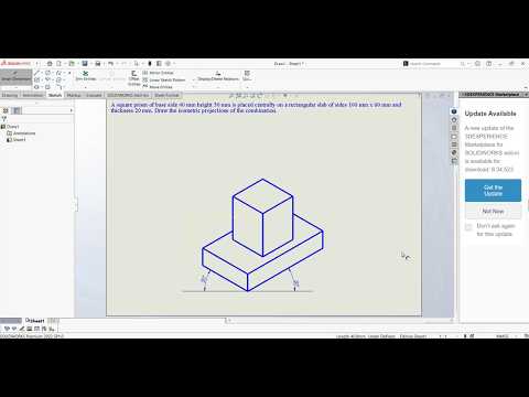 ISO Metric Projections _ SolidWorks Tutorials_ Example 04_ Square Prism on Rectangular Slab