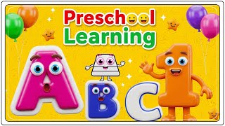 Preschool Learning activities for 3 year olds at home | Learn ABC Phonics Shapes Numbers Colors 🌈
