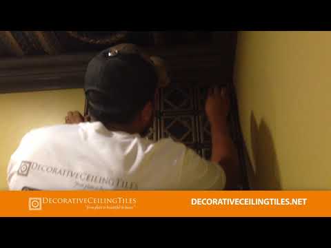 Faux Tin Wall Panel Installation at Decorative Ceiling Tiles