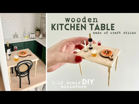 DIY Miniature - HOW TO easily make a wooden KITCHEN TABLE FOR DOLLHOUSE