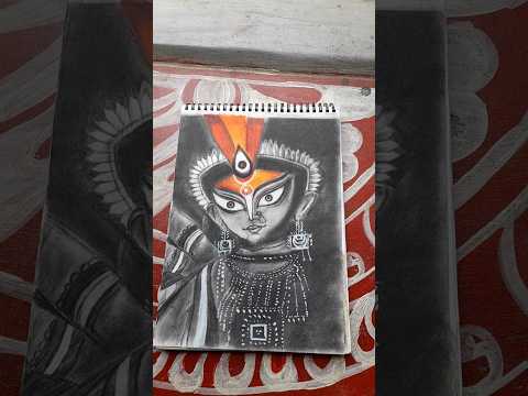charcoal Durga pencil sketch ।। #artful canvas ।। charcoal sketch...