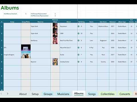 Music Tracker - Excel