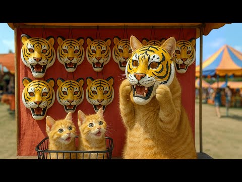 Mama Cat Takes Kittens to a Village Fair Festival, Kittens are Overjoyed by the Festival 🐱🎠❤️ #cat