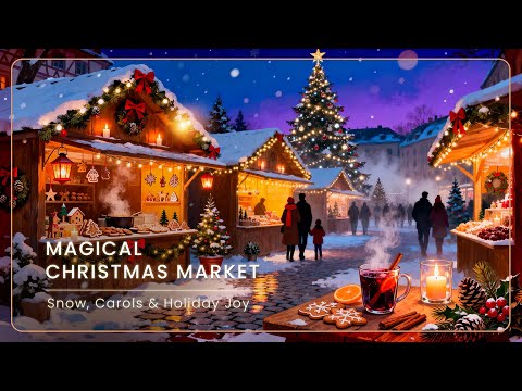 Cozy Christmas Market in Snow ❄️🎄 European Holiday Music & Festive Sounds for Relaxation & Joy