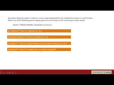 SQL questions in Gate papers 2014 - 2015