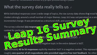 Leap 16  Survey Results, parsed and summarized.