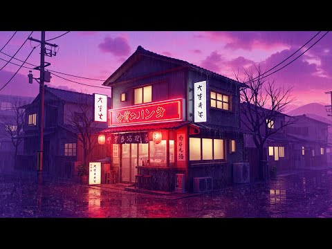 Peaceful Rainy Night 👘  1980s–90s Lofi Beats & Japanese Town Ambience 🌧️