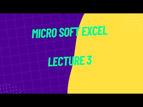 MS EXCEL LECTURE 3