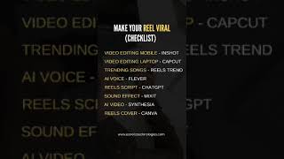 Make your Reel Viral (Checklist) :                                         #estrellatechnologies