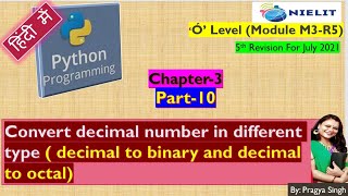 #nielit #olevel  #decimal #to #binary #and #decimal #to #octal #cinversion #in #python