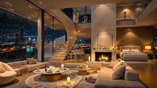Cozy NYC Apartment Overlooking the Brooklyn Bridge 🌃 Soothing Jazz & Crackling Fireplace for Relax
