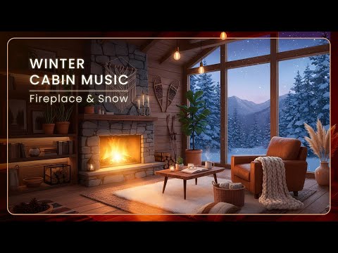Cozy Winter Cabin Fireplace 🔥 Crackling Fire & Falling Snow Sounds for Sleep, Study & Relaxation