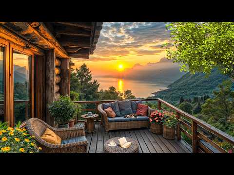 Cool Spring Morning at the Mountain Lake 🌄 Cherry Blossoms & Calm Bird Sounds | 4K Ambience