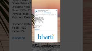 Bharti Hexacom Ltd has recommended a Final Dividend for FY25. #BreakingNews #StockMarket #Dividend
